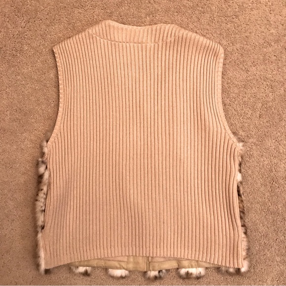Victoria Harbour Leather Rabbit Sweater Vest Womens Size Large Tan Beige Cotton - Picture 5 of 8